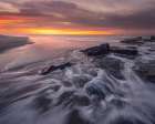 USA, New Jersey, Cape May National Seashore. Sunrise on ocean shore. Art Print